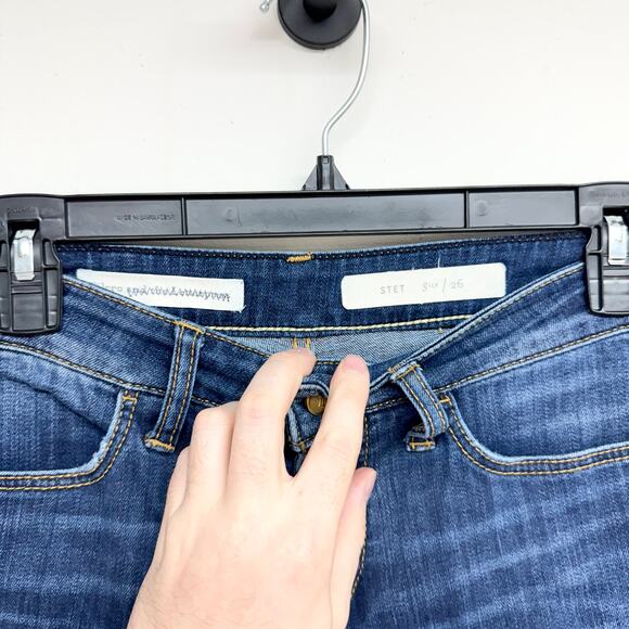 Pilcro and the Letterpress Women Dark Wash Stet Cropped Flared Jeans Size 26 - Picture 2 of 3